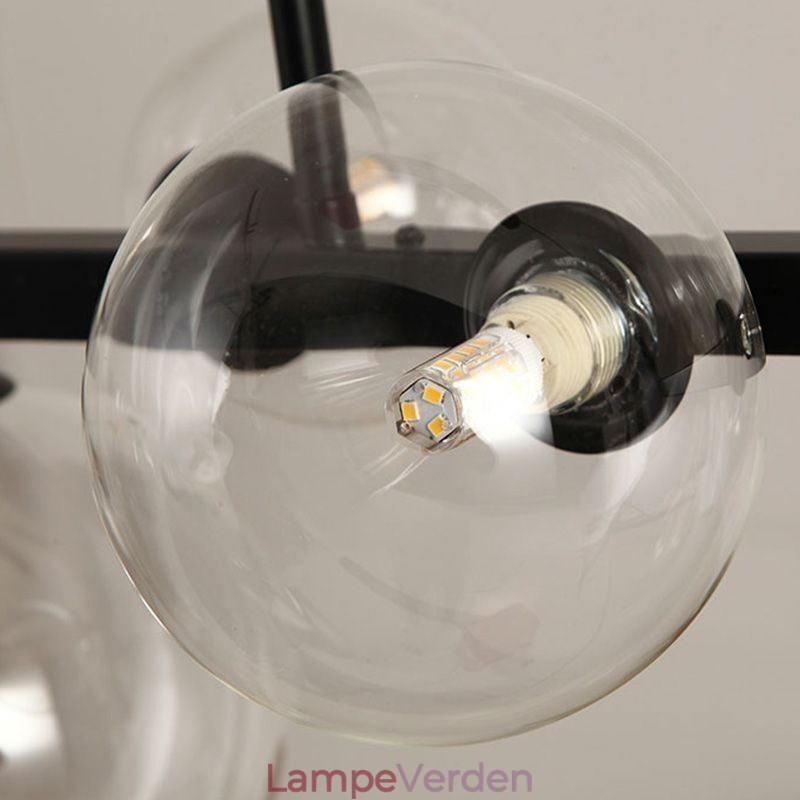 Moderne Glas Bubble Pendel Lys Sort Lang Bracket Lamper