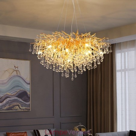 Nordisk Krystal Lysekrone Blomst Rund Skærm Luksus Guld Pendel Light Nordisk Krystal Lysekrone Blomst Rund Skærm Luksus Guld Pendel Light