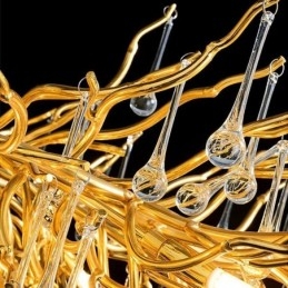 Nordisk Krystal Lysekrone Blomst Rund Skærm Luksus Guld Pendel Light