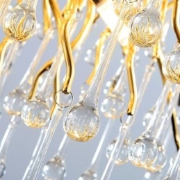 Nordisk Krystal Lysekrone Blomst Rund Skærm Luksus Guld Pendel Light