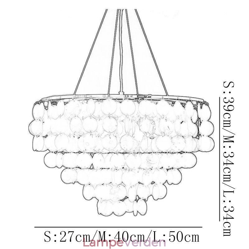 Capiz Shell Pendel Light Naturlig hængende rund lagdelt lysekrone