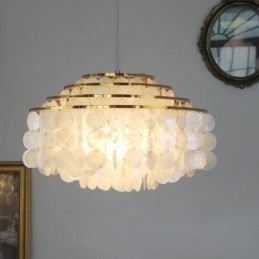 Moderne regndråbe lysekrone White Shell Shade Loft Pendant belysning