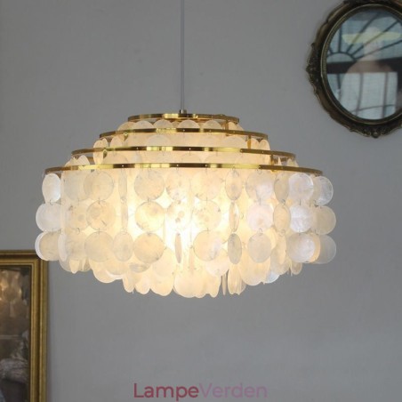 Moderne regndråbe lysekrone White Shell Shade Loft Pendant belysning