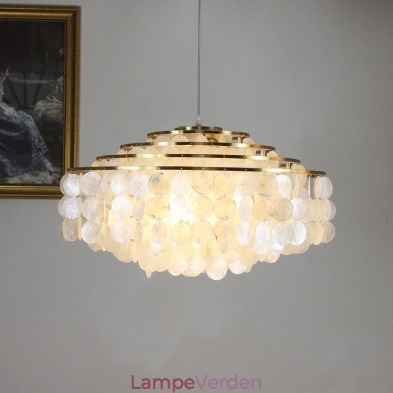Moderne regndråbe lysekrone White Shell Shade Loft Pendant belysning