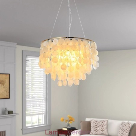 Moderne hvid Shell Loftslampe Pendel Lysekrone Moderne hvid Shell Loftslampe Pendel Lysekrone