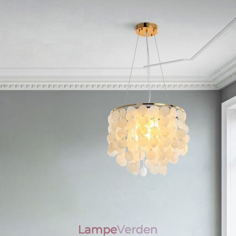 Moderne hvid Shell Loftslampe Pendel Lysekrone