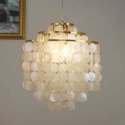 Moderne Klassisk Pendel Hvid Shell Shade Lampe