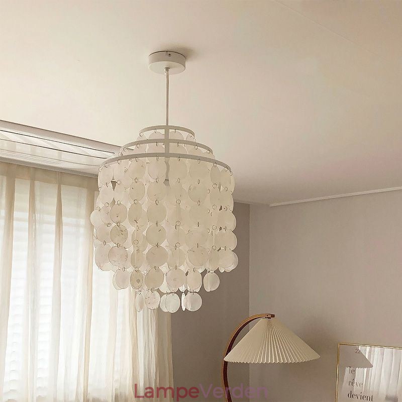 Moderne Klassisk Pendel Hvid Shell Shade Lampe
