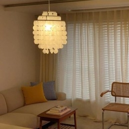 Moderne Klassisk Pendel Hvid Shell Shade Lampe