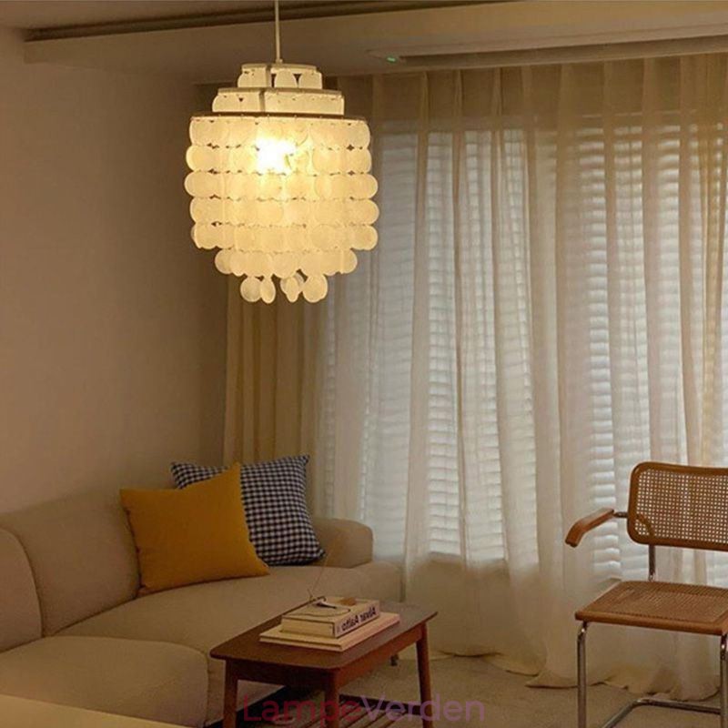 Moderne Klassisk Pendel Hvid Shell Shade Lampe