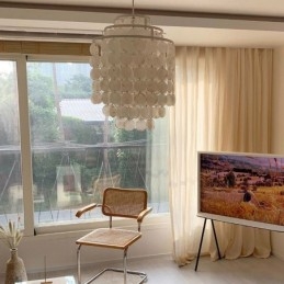 Moderne Klassisk Pendel Hvid Shell Shade Lampe
