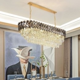 Europæisk Crystal Pendel Light Luksus Oval Loftslampe