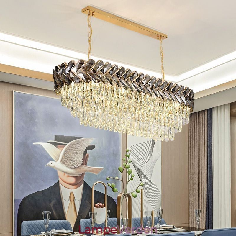 Europæisk Crystal Pendel Light Luksus Oval Loftslampe