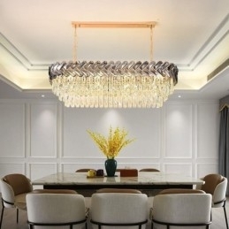 Europæisk Crystal Pendel Light Luksus Oval Loftslampe