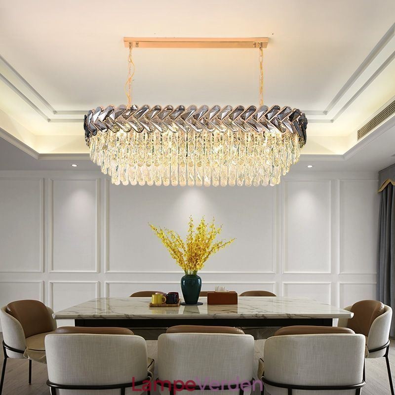 Europæisk Crystal Pendel Light Luksus Oval Loftslampe