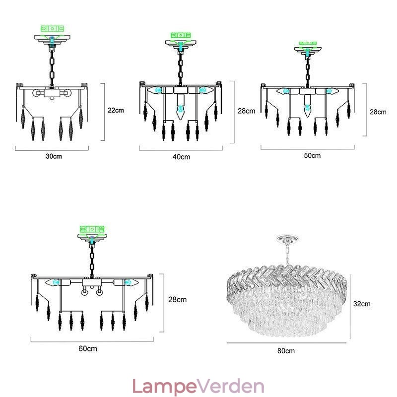 Krystal Pendel Guld Loftslampe
