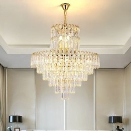 Elegant pendel lyskrystal rund loftsbelysningsarmatur