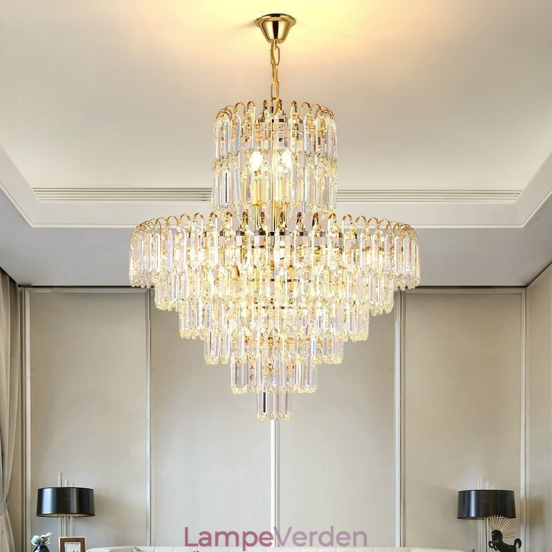 Elegant pendel lyskrystal rund loftsbelysningsarmatur