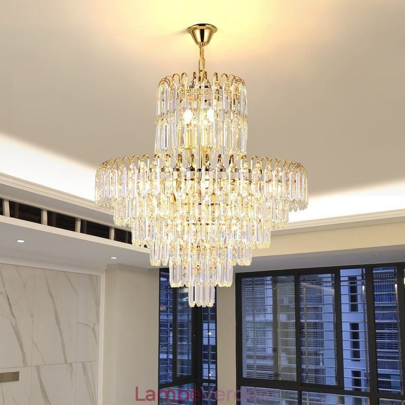 Elegant pendel lyskrystal rund loftsbelysningsarmatur