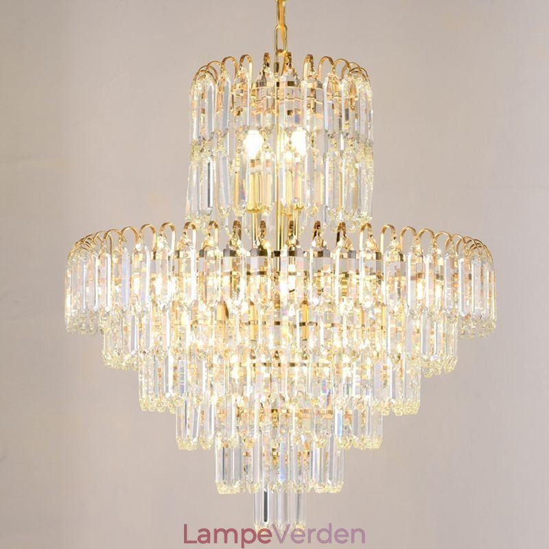 Elegant pendel lyskrystal rund loftsbelysningsarmatur