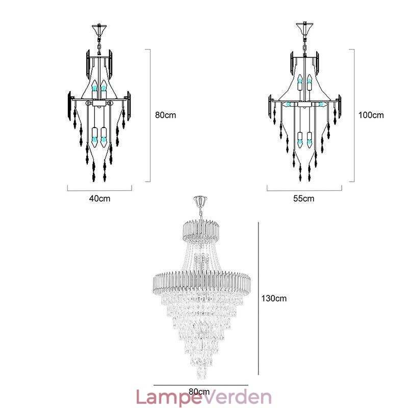 Moderne Krystal Pendel Konisk Loftslampe