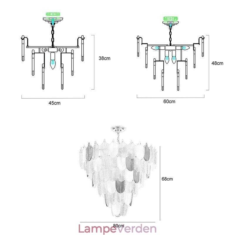 Crystal Elegant Leaf Pendel Light Loft Pendel Light