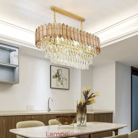 Moderne Crystal Pendel Light Luksus Oval Loftslampe Moderne Crystal Pendel Light Luksus Oval Loftslampe