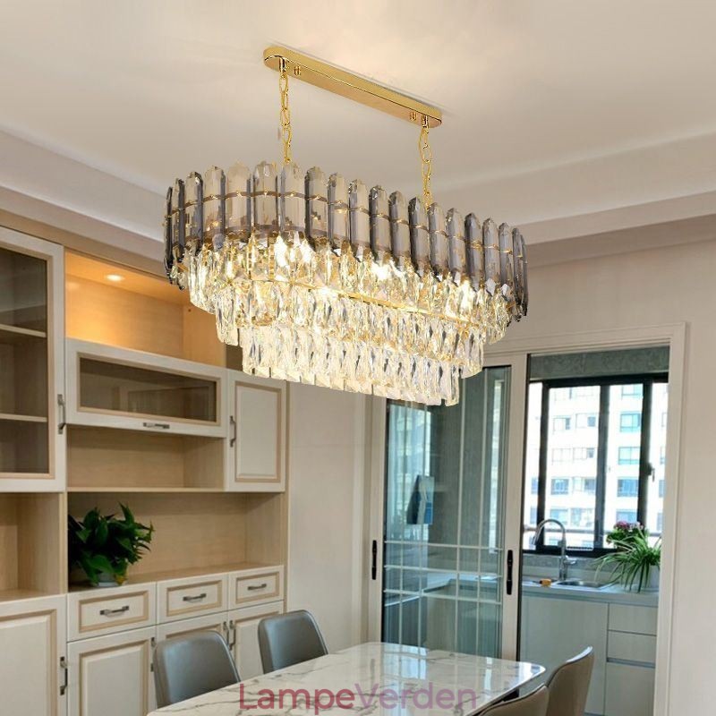 Moderne Crystal Pendel Light Luksus Oval Loftslampe