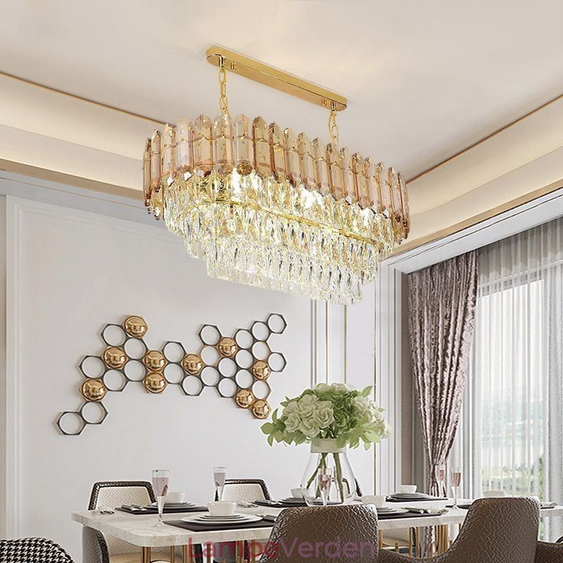 Moderne Crystal Pendel Light Luksus Oval Loftslampe