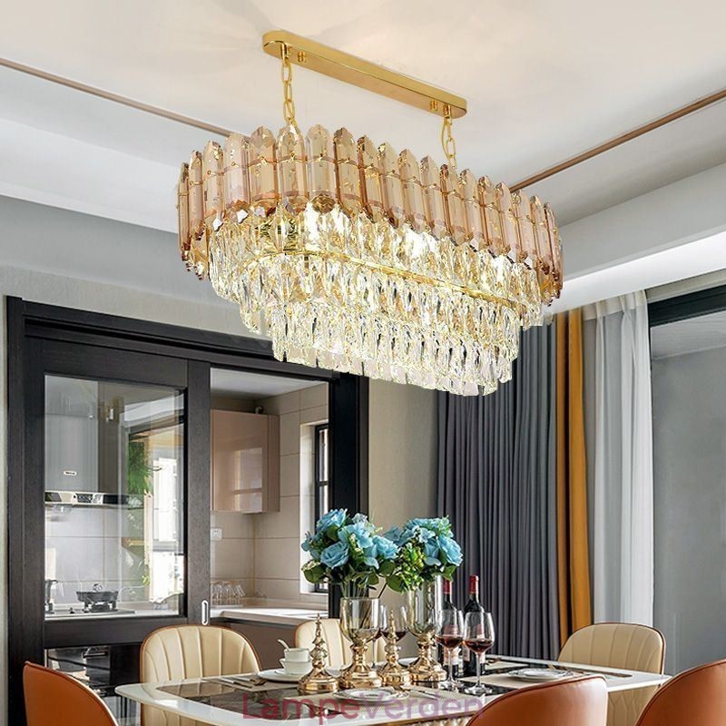 Moderne Crystal Pendel Light Luksus Oval Loftslampe