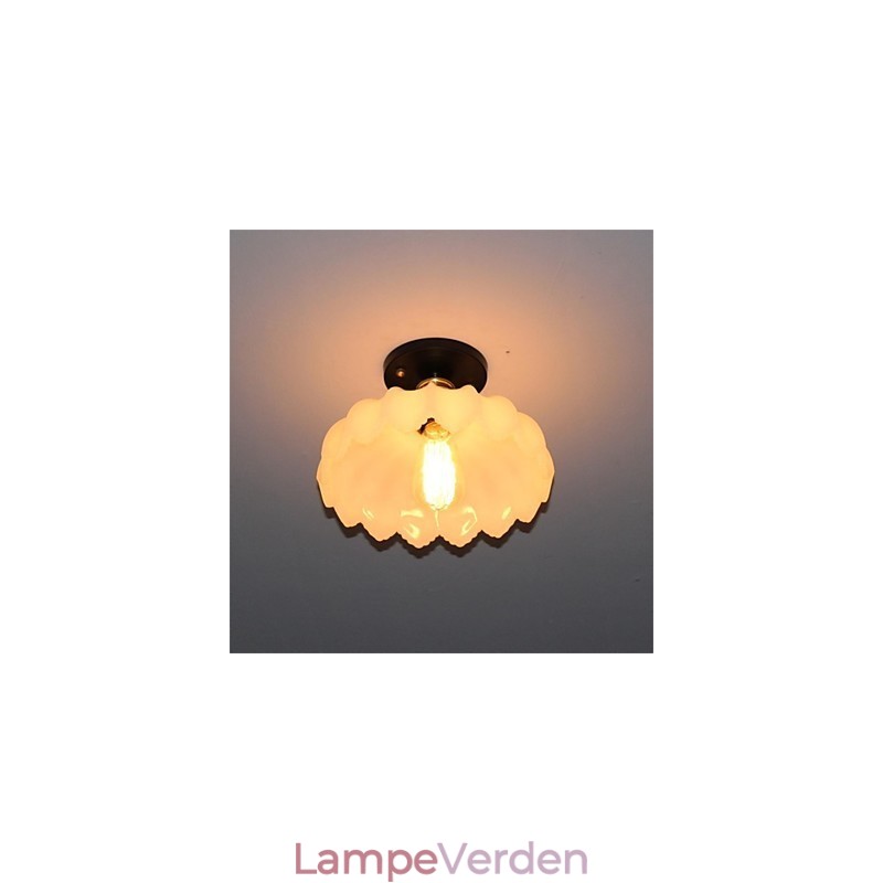 Imiteret Jade Glass Retro 1 Head Lotus Loftslampe