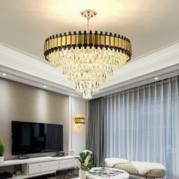 Luksus Crystal Pendel Light Rund Loftsbelysning
