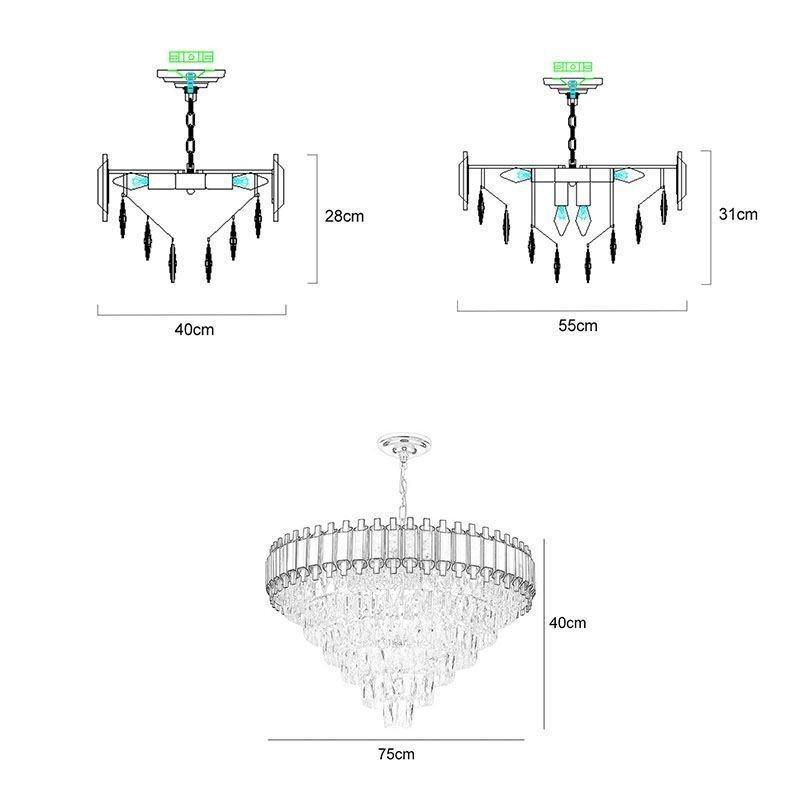 Luksus Crystal Pendel Light Rund Loftsbelysning