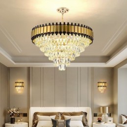 Luksus Crystal Pendel Light Rund Loftsbelysning