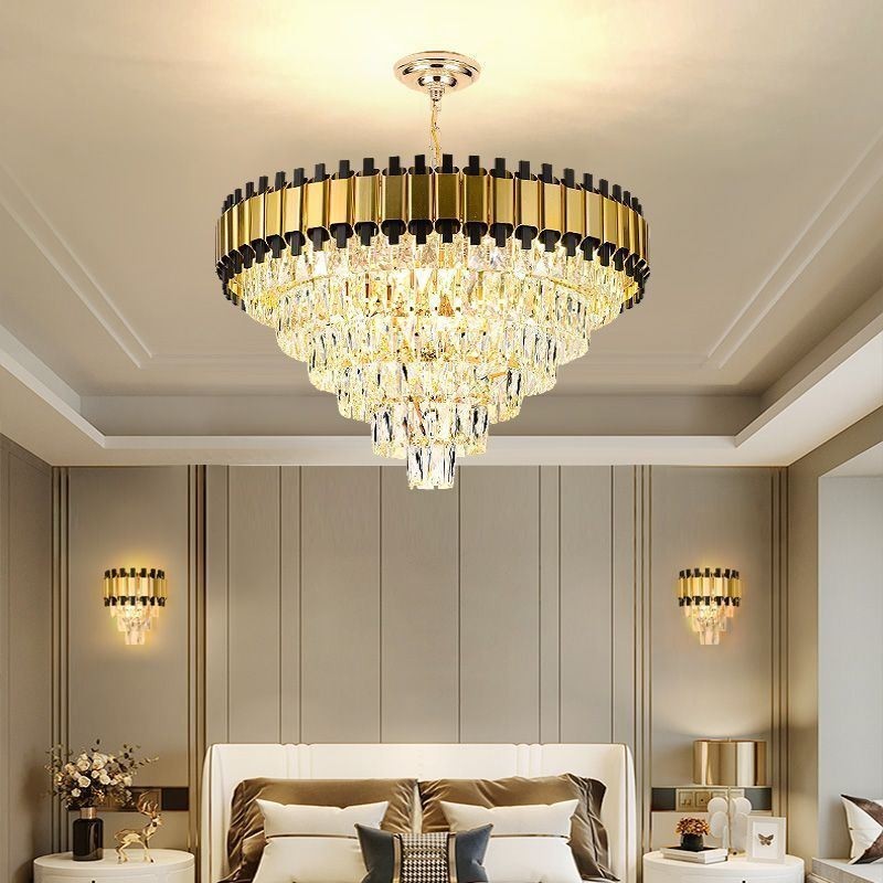 Luksus Crystal Pendel Light Rund Loftsbelysning