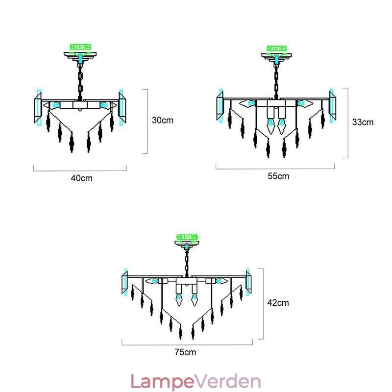 Luksus Krystal Pendel Loftslampe 6 9 12 Lys