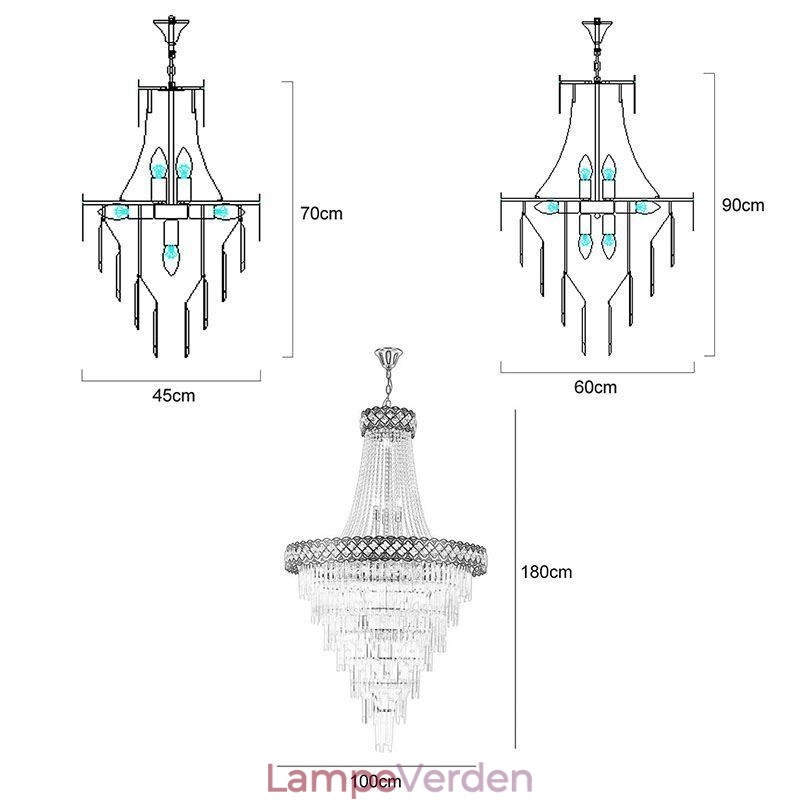 Luksuriøs pendel i crystal loftslampe