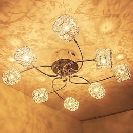 Moderne moderne krystal galvaniseret flush Mount
