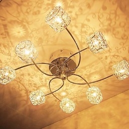 Moderne moderne krystal galvaniseret flush Mount
