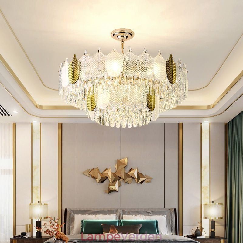 Luksuriøs Leaf Pendel lys Krystal loftslampe
