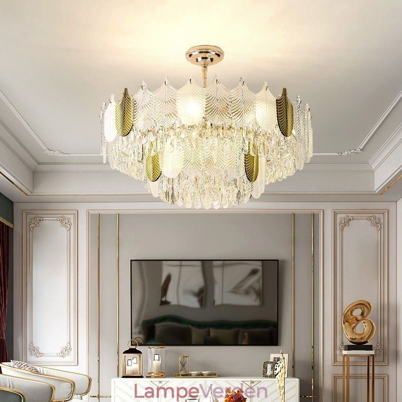 Luksuriøs Leaf Pendel lys Krystal loftslampe