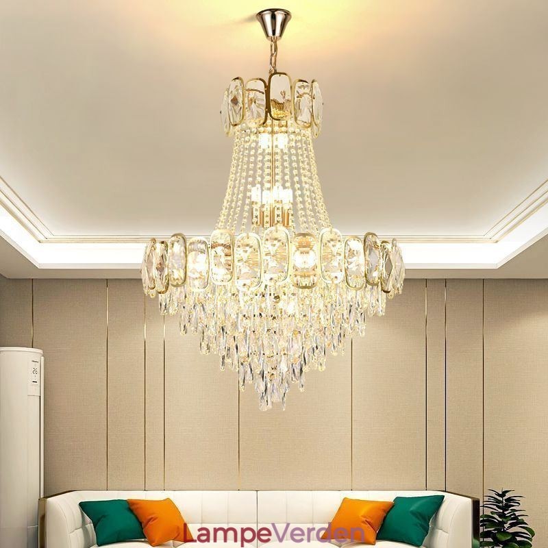 Moderne Crystal Pendel Light Rund Loftsbelysningsarmatur