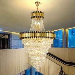 Luksuriøs guldpendel i crystal loftslampe