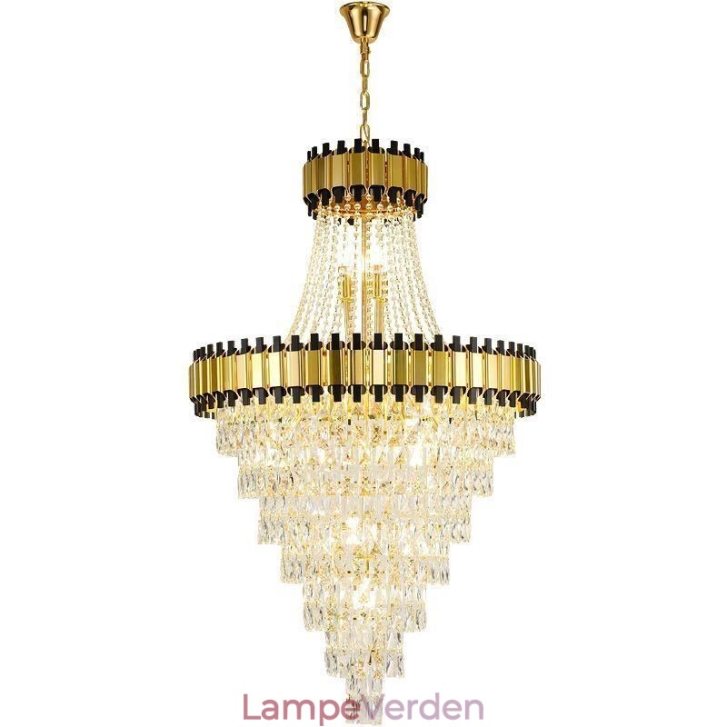 Luksuriøs guldpendel i crystal loftslampe
