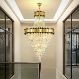 Luksuriøs guldpendel i crystal loftslampe