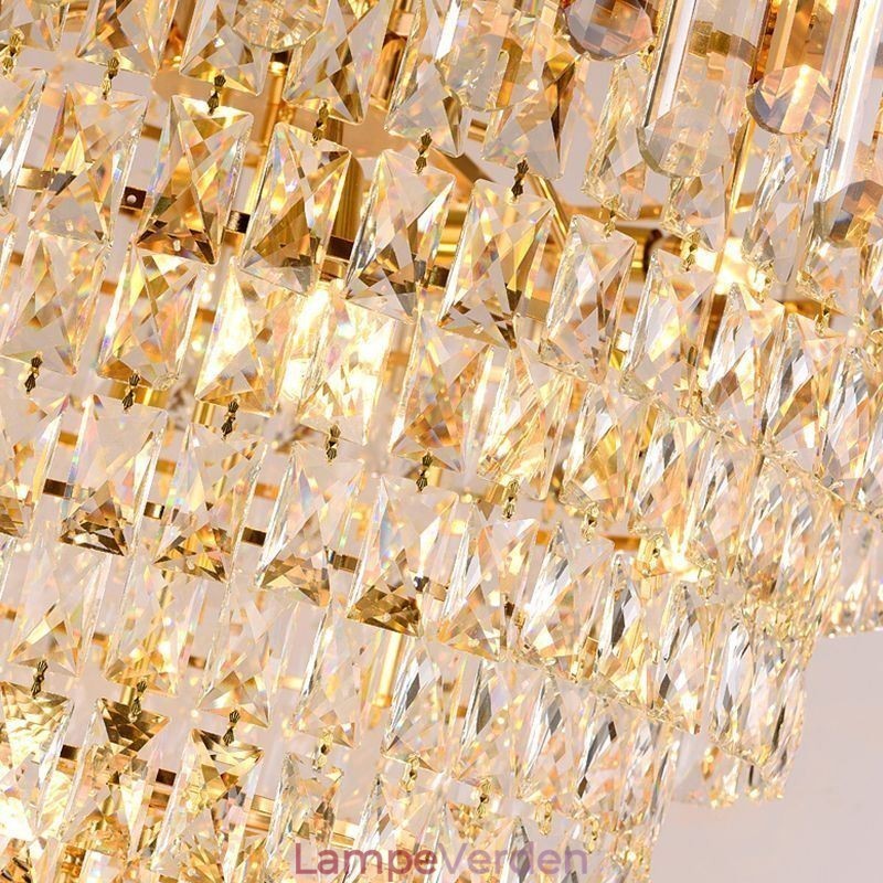 Luksuriøs guldpendel i crystal loftslampe