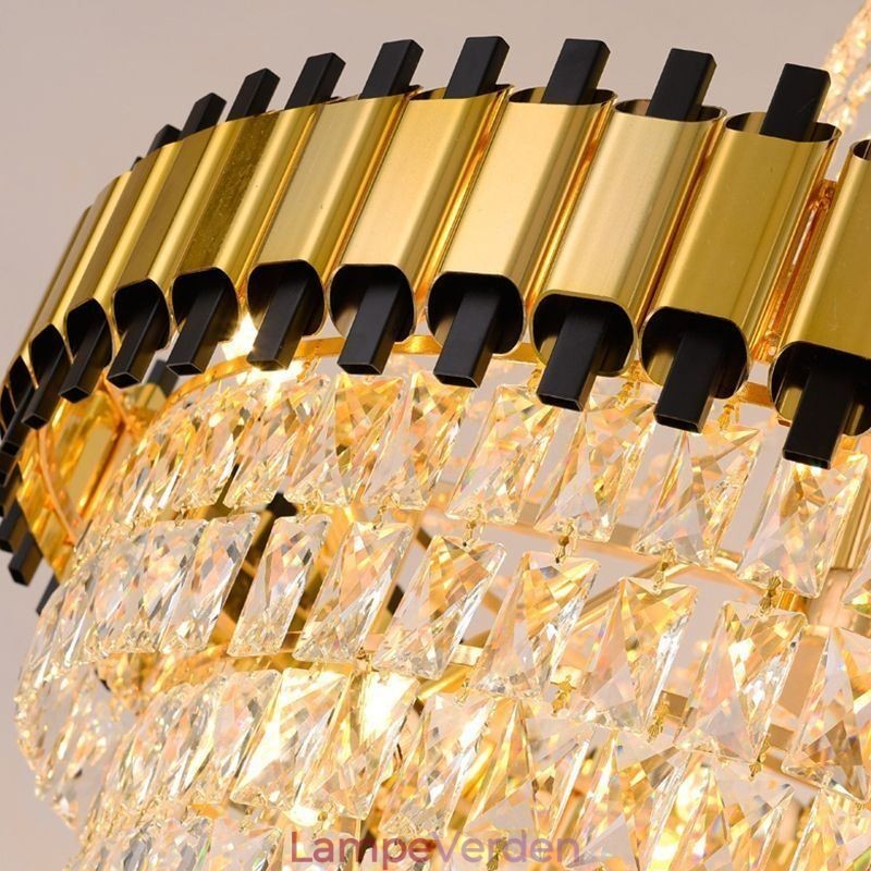 Luksuriøs guldpendel i crystal loftslampe