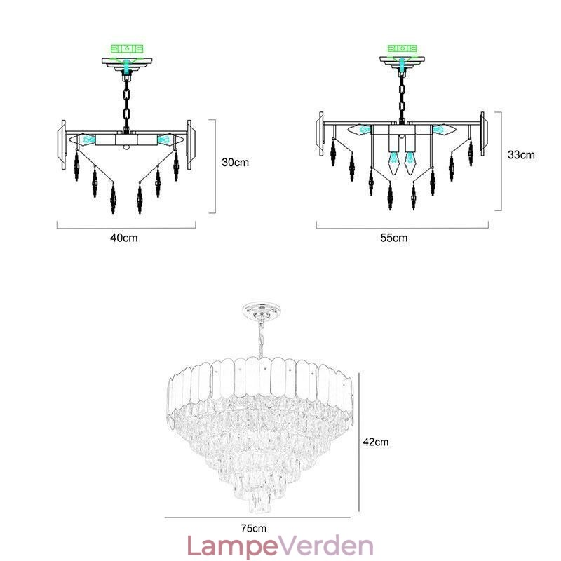 Moderne Elegant Krystal Pendel Konisk Loftslampe