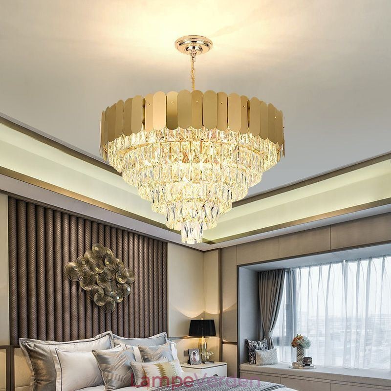 Moderne Elegant Krystal Pendel Konisk Loftslampe
