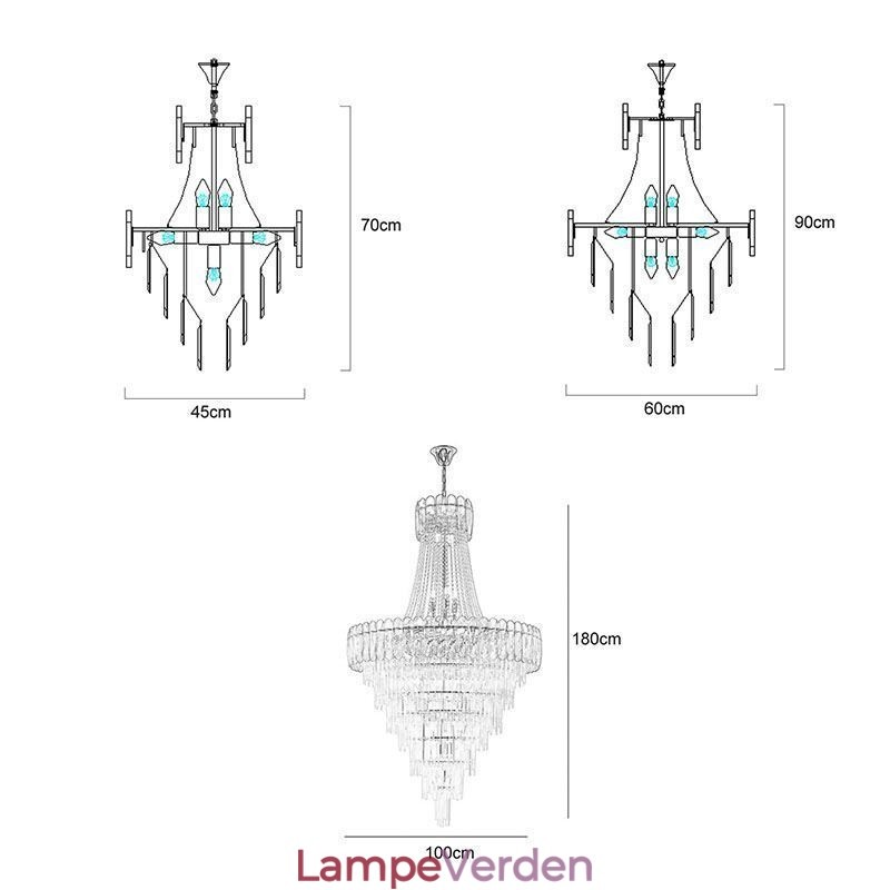 Europæisk Elegant Krystal Pendel Konisk Loftslampe